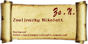 Zselinszky Nikolett névjegykártya
